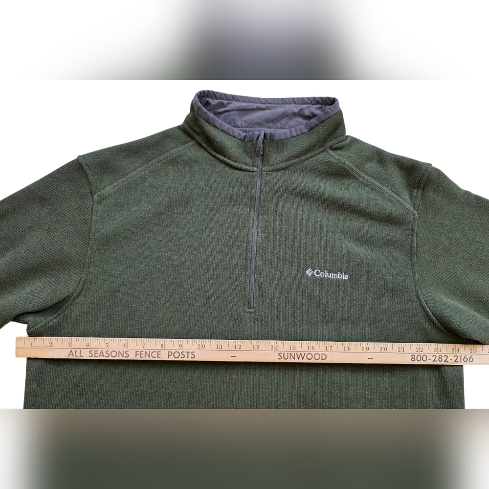 Columbia XL Dark Green Quarter Zip Heavy Fleece Pullover Sweater Extra Large - Picture 6 of 7